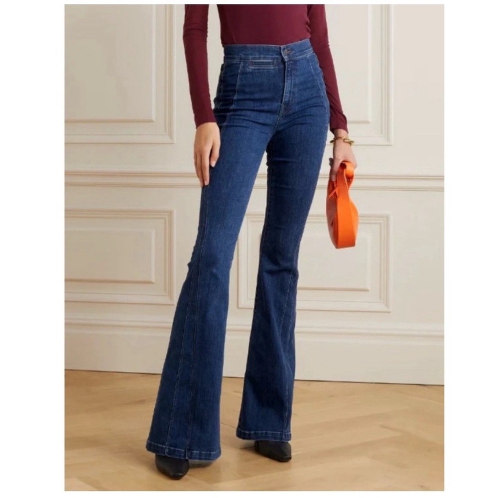 Veronica Beard High-Waist Dark Blue Flare Jeans
